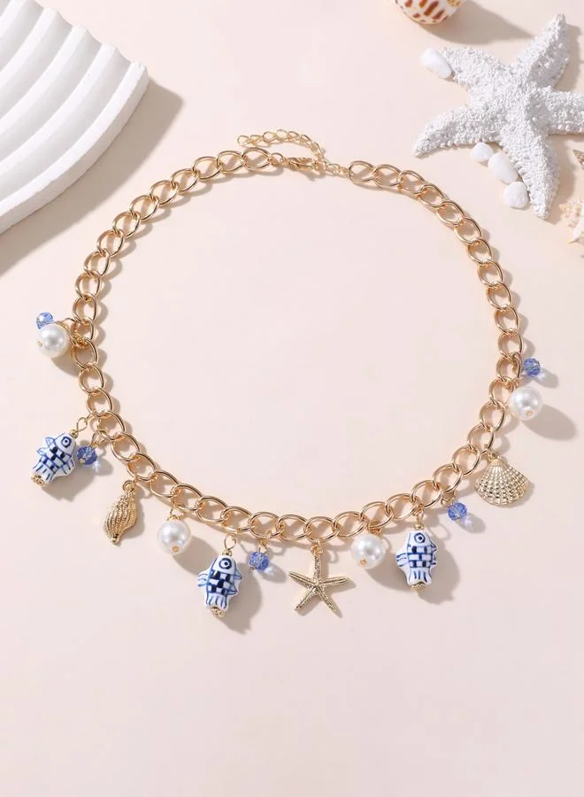 Take Two  Gold Charm Necklace with Sea Pendants for Women | Best Price UAE